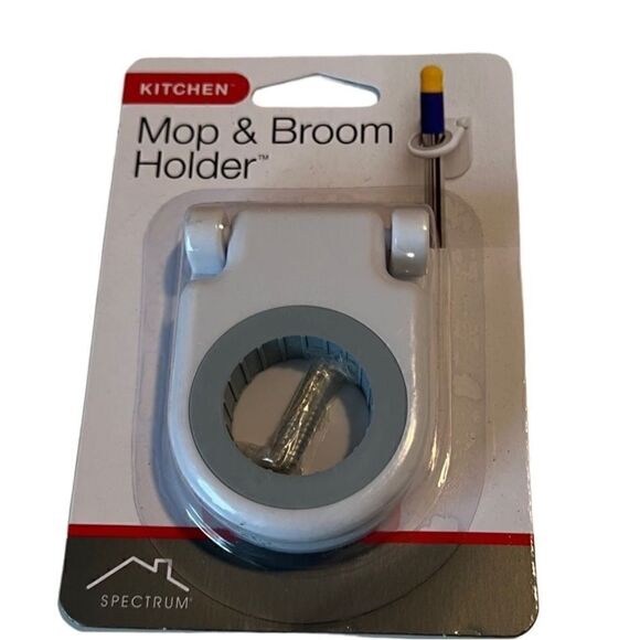 Spectrum Mop and Broom Holder Whit Set of 2 New in Packaging - Picture 2 of 6